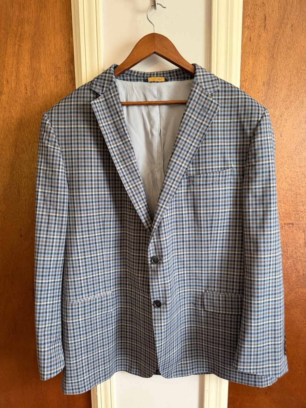 Brooks Brothers Men's Checked Blazer - Blue & Gray 48L